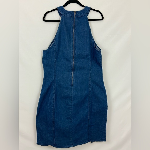 Ashley Stewart Sleeveless High Neck Grommet Detail Jean Midi Sheath Dres… - Picture 4 of 6